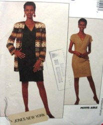 7151  MCCALLS JONES NY CARDIGAN, SS V-DRESS PATTERN 6,8, 10,12, 14