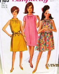 7169 1967 SWEET TENT DRESS SLVS OR NOT,BELT PATTERN 16,14,12,10