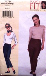 7179 VOGUE BETZINA EZ FIT TAPER CONTOUR PANTS LENGTHS PATTERN ABC UNCUT