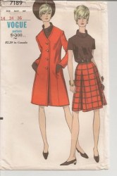 7189 60S VOG NO COLLAR COAT,A-SKIRT,BLOUSE PATTERN 14 34