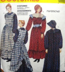 7198 MCCALLS PIONEER PRAIRIE DRESS, QUILTED BELT, APRON, BONNET PATTERN XS,MED, LARGE