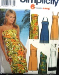 7205 Simplicity  6 EZ STRAPLESS,1-2 STRAPPY EMPIRE DRESS PATTERN 4-10,12-18 choice uncut