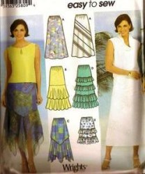 7227 Simplicity EZ HANKIE HEM, FLOUNCE, RUFFLE SKIRTS LENGTHS PATTERN 4-18 2 sizes choice Uncut