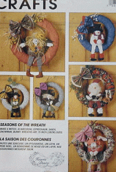 7229 SEASON WREATH, WITCH, SCARECROW, LEPRECHAUN, SANTA PATTERN