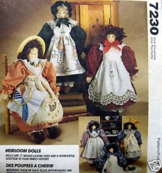 7230 625 MCCALLS 17'' HEIRLOOM CLOTH DOLLS, VICTORIANA CLOTHING PATTERN