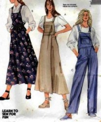 7241 MCCALLS ADORABLE LONG SUSPENDER JUMPERS, OVERALLS PATTERN XS-M 