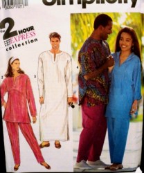 7242 Simplicity  2 HR UNISEX HOODED TOP,CAFTAN LENGTHS, PANTS PATTERN XXS-XL uncut