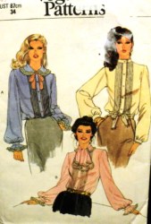 7246 BUTTON PINTUCK RUFFLE/COLLAR/JABOT BLOUSE PATTERN 12, 14