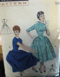 7253 50S LONG TORSO DOLMAN DROP WST FLARE DRESS PATTERN 15 33''B