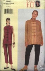 7263 VOGUE BETZINA MANDARIN TOP, KNIT PANTS PATTERN ABC, or DEF, or GHIJ Uncut Choice