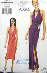 7277  VOGUE Tuck Wrap Halter Dress Lengths Pattern 18-22  uncut or 12-16 cut choice