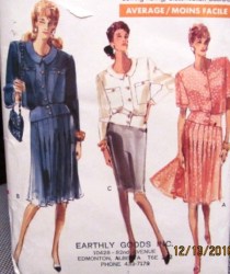 7277 Vogue  Peplum SS-LS Tops, Straight - Pleat  Skirt Pattern 6-10, 12, 18-22 choice