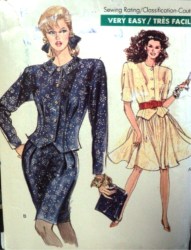 7300 VOGUE EZ SS-LS TUCK TOP,FLARE-TAPER SKIRT PATTERN 12,14