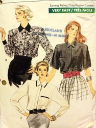 7308 VOGUE  EZ LOOSE COLLAR SS-LS BLOUSE PATTERN 12-16