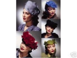 7325  VOGUE RETRO VINTAGE 6 HATS,  FLOWERS, FEATHERS PATTERN
