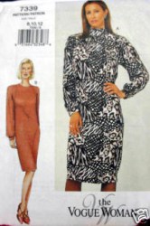 7339 VOGUE LOOSE TAPER LONG SLEEVE DRESS PATTERN 8-12 OR 20-24 UNCUT CHOICE