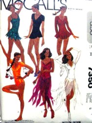 7350 MCCALLS STRETCH V-BODYSUIT,12 PANEL SKIRT OR NOT 80 PATTERN 8, 10, 12