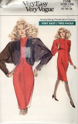 7356 EZ VOGUE STRETCH KNIT SHORT BOLERO JACKET, TAPER DRESS PATTERN 8-12 UNCUT