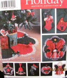 7365 SIMPLICITY  XMAS ORNAMENT, WREATH, ANGEL, STOCKING, SKIRT PATTERN
