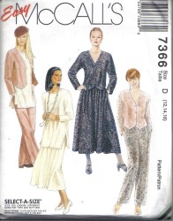7366 MCCALLS COMFY LOOSE BUTTON TOP, TUNIC, BOTTOMS PATTERN 10-14,12-16