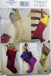 7375 VOGUE GLORIOUS 5 FANCY DECORATED CHRISTMAS STOCKINGS PATTERN UNCUT