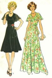 7382 Simplicity  SLEEVELESS FLARE CAPE COLLAR DRESS LENGTHS PATTERN 16 , 14, or 12 choice 