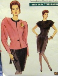 7385 vogue 1 Button Jacket, ,Drop Waist Cap Sleeve  Dress Pattern  6-10,12-16; 18-22 choice