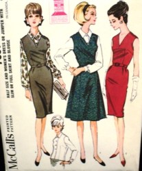 7391 UNCUT 64 ST-FLARE DRESS, JUMPER, BLOUSE PATTERN 18 1/2 39''