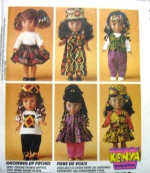 7395 MCCALLS KENYA  13'' TRIBAL DOLL CLOTHES, T-SHIRT, HAT PATTERN