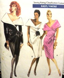 7400 EZ OFF SHOULDER MOCK WRAP WIDE COLLAR DRESS PATTERN 12-14