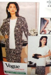 7413  VOGUE CAREER UNLINED LONG JACKET, LOW PLEAT DRESS PATTERN 8-12 + 1/2 SIZING