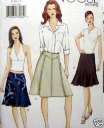 7416  Vogue FLARE CONTOUR LO RISE OR NOT YOKE SKIRT PATTERN 8-18 2 Sizes Choice Uncut