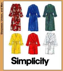 7417  Simplicity 6 UNISEX WRAP ROBE LENGTHS, HOODIE OR NOT PATTERN XS-M, L-XL choice new