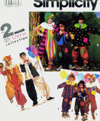 7428 2 HR KIDS CLOWN, PIEROT, SCARECROW COSTUME PATTERN S-L