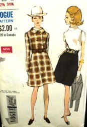 7433 VOGUE 1968 2 BREASTED CROP JACKET, A-SKIRT, SHORT SLEEVE BLOUSE PATTERN 10 32 1/2"B