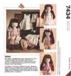 7434 MCCALLS 18'' EMMA DOLL, VICTORIAN CLOTHING, UNDIES, BOOTS PATTERN uncut
