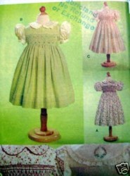 7435 VOGUE YOKE FLARE TIED SMOCKED DRESSES, TRANSFER  PATTERN 2-4,5-6X NEW