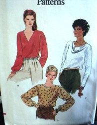 7435 EZ VOGUE 70S LOOSE BACK BUTTON LS BLOUSE PATTERN 14