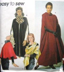 7438 EXOTIC LINED CAPES 3 LENGTHS HOOD OR NOT WRAP PATTERN XS-M