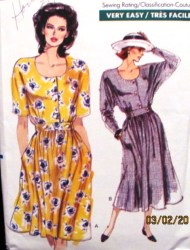 7462 EZ INSET WAIST SS-LS WRAP DRESS PATTERN 6-10,12-16