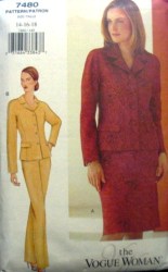 7480 VOGUE LINED PANEL JACKET, BIAS A-SKIRT, PANTS PATTERN 14-18