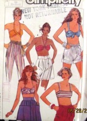 7498  Simplicity 1986 EASY STRAPPY/ HALTER BRA TOPS  PATTERN 10-14