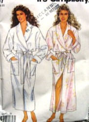 7507 LONG WRAP ROBE,POCKETS,TIE BELT EZ PATTERN 8-20