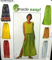 7513 DRAWSTRING SLIT SKIRT LENGTHS, PANTS PATTERN XS-M,L-XL