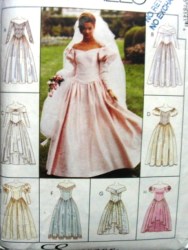 7514 MCCALLS OFF SHOULDER SHORT - LONG SLEEVE SHAPED BRIDE GOWN LENGTHS PATTERN 8-12,16-20