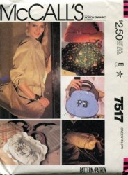 7517 McCalls  '81 EMBROIDER BERMUDA HANDBAGS PURSES SIZES, COVERS PATTERN UNCUT
