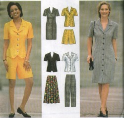 7524 SIMPLICITY BUTTON TIE DRESS, FLARE SKIRT, BOTTOMS PATTERN 8-12,-14-18 choice uncut
