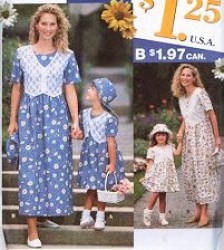 7528 0620 MOM DAUGHTER TIED MOCK VEST DRESS PATTERN XS-XL,3-8