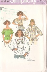 7530 PULLOVER SS-LS PEASANT TOPS,BELT,EMBRDRY PATTERN 8-14 2 SZ