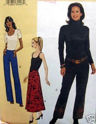 7538 BETZINA LONG A-SKIRT, BOOT-STRT PANTS PATTERN ABC,DEF
